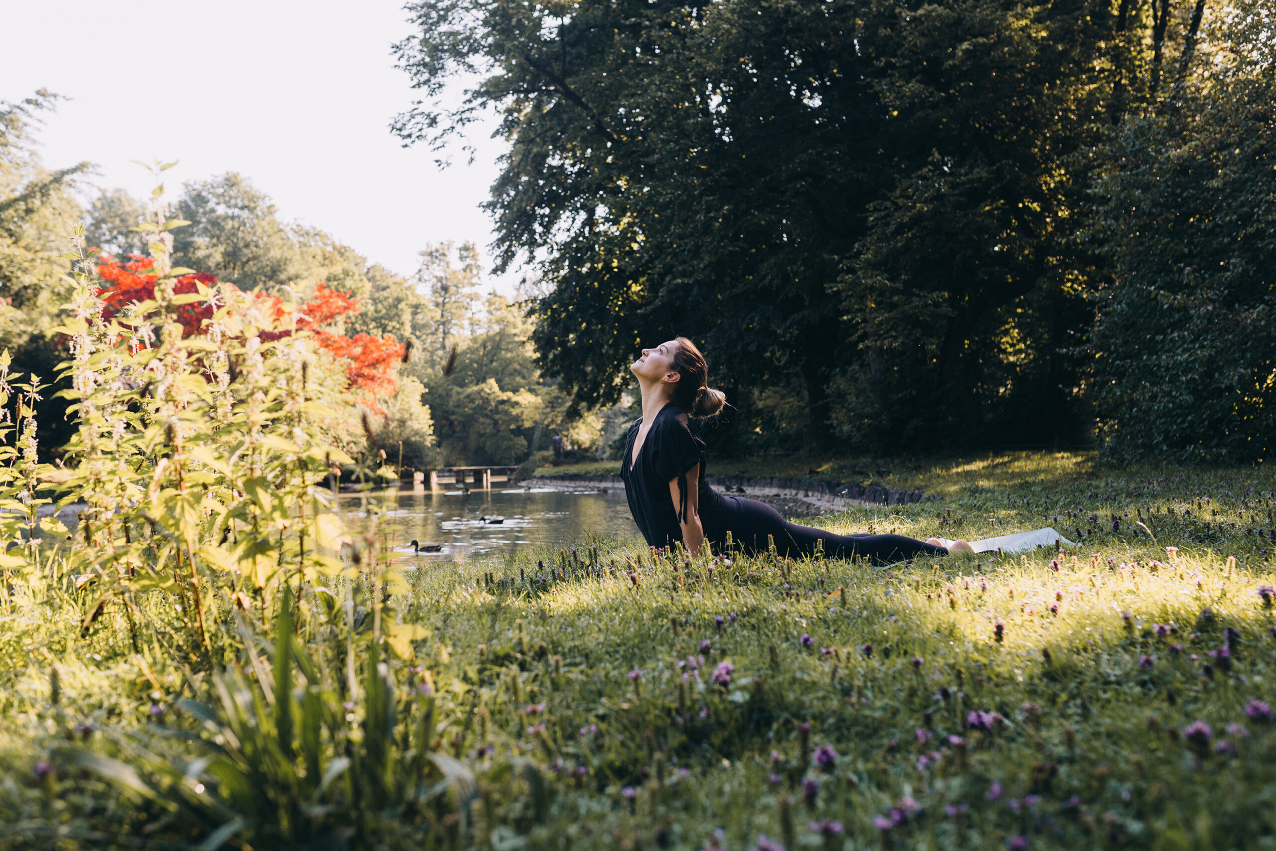 Outdoor yoga fitness routine